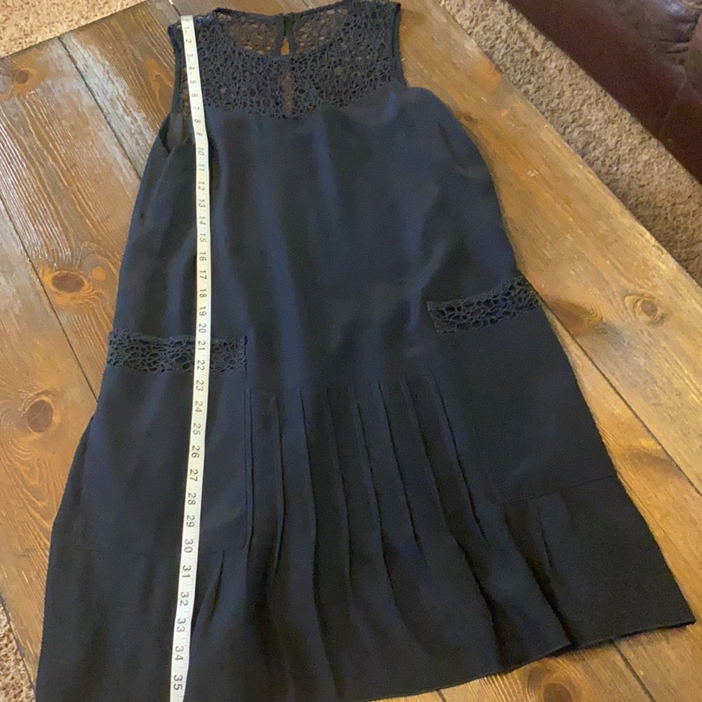 Rag and Bone Silk Dress with Crochet Netting Detail at Neck and Pockets. - Picture 8 of 10
